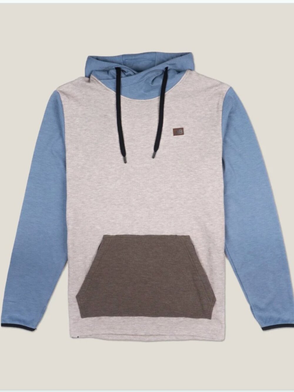 Belong Designs Men's Torreys Fleece Hoodie in Beige & Dusty Blue Sz S